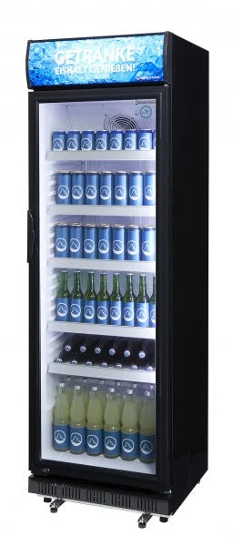 Gastro-Cool DC400 Getränkekühlschrank 400 Liter mit Werbedisplay schwarz/weiß, LED