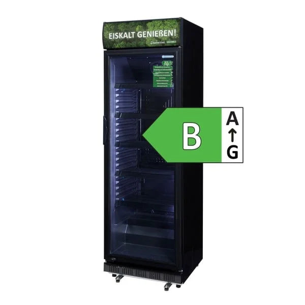 Gastro-Cool DC400 Getränkekühlschrank ECO STAR 400 Liter mit Werbedisplay schwarz/schwarz, LED, super sparsam