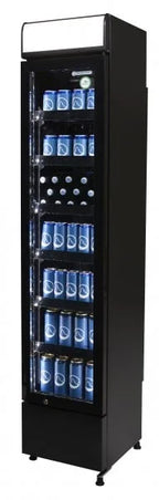 Gastro-Cool DC130 Getränkekühlschrank Slim ECO STAR 150 Liter schwarz/schwarz, LED, super sparmsam