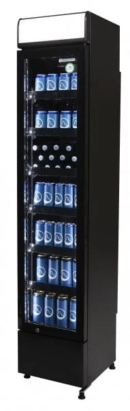 Gastro-Cool DC130 Getränkekühlschrank Slim ECO STAR 150 Liter schwarz/schwarz, LED, super sparmsam