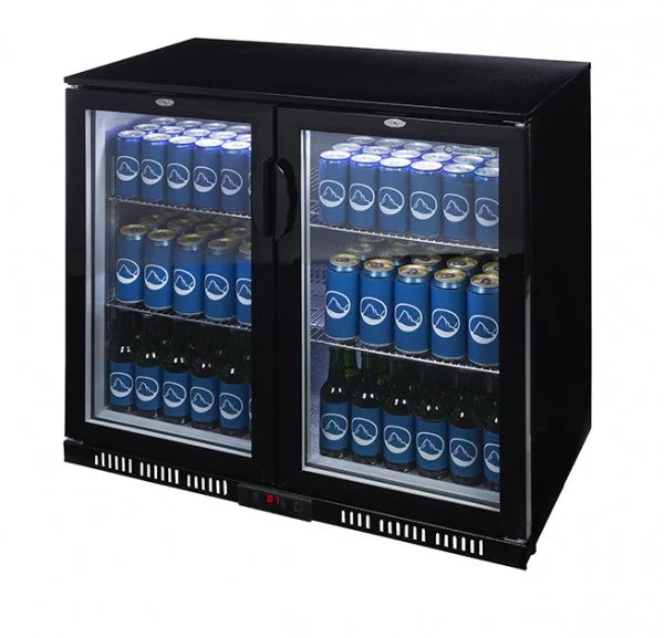 Gastro-Cool UC200 Barkühlschrank 208 Liter Klapptüren schwarz, LED, unterbaufähig
