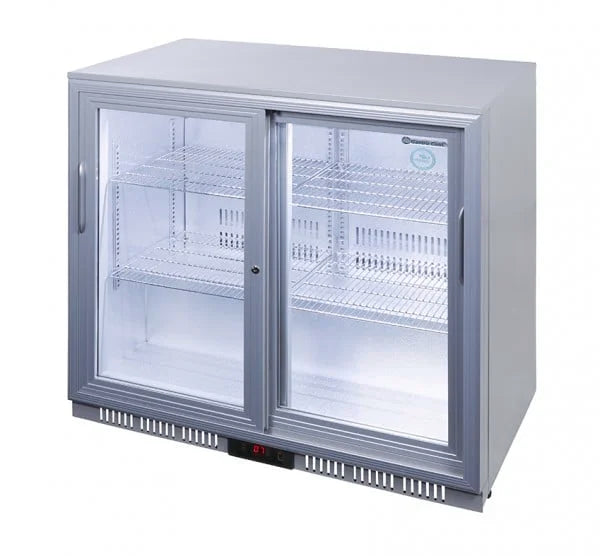 Gastro-Cool UC200 Barkühlschrank 208 Liter Schiebetüren silber, LED, unterbaufähig