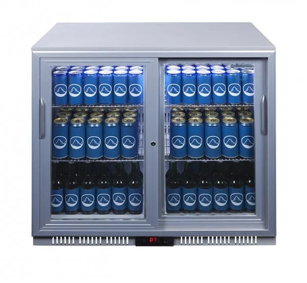 Gastro-Cool UC200 Barkühlschrank 208 Liter Schiebetüren silber, LED, unterbaufähig
