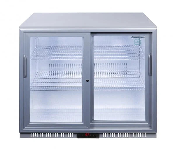 Gastro-Cool UC200 Barkühlschrank 208 Liter Schiebetüren silber, LED, unterbaufähig