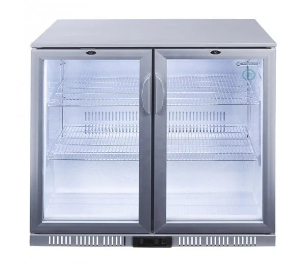 Gastro-Cool UC200 Barkühlschrank 208 Liter Klapptüren silber, LED, unterbaufähig