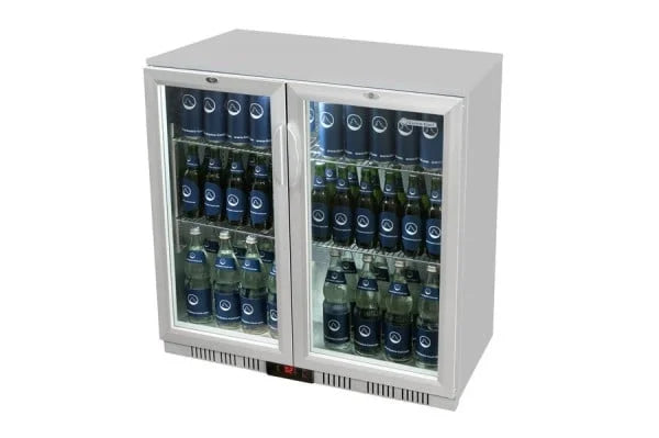 Gastro-Cool UC200 Barkühlschrank 208 Liter Klapptüren silber, LED, unterbaufähig
