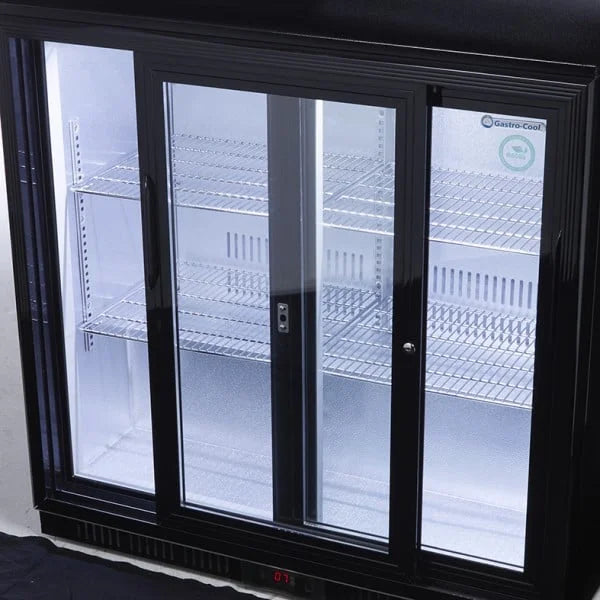 Gastro-Cool UC200 Barkühlschrank 208 Liter Schiebetüren schwarz, LED, unterbaufähig