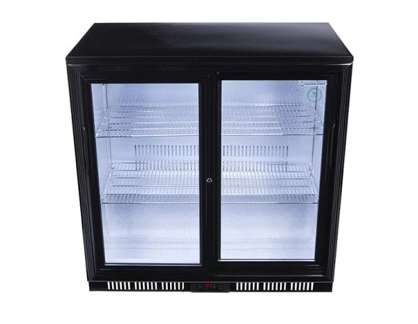 Gastro-Cool UC200 Barkühlschrank 208 Liter Schiebetüren schwarz, LED, unterbaufähig