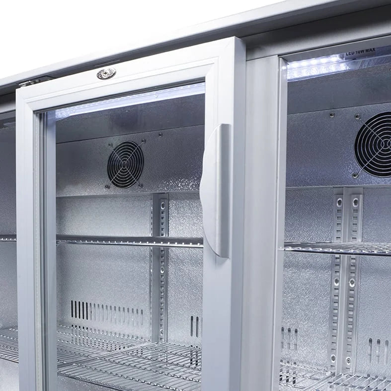 Gastro-Cool UC300 Barkühlschrank 330 Liter Schiebetüren silber, LED, unterbaufähig
