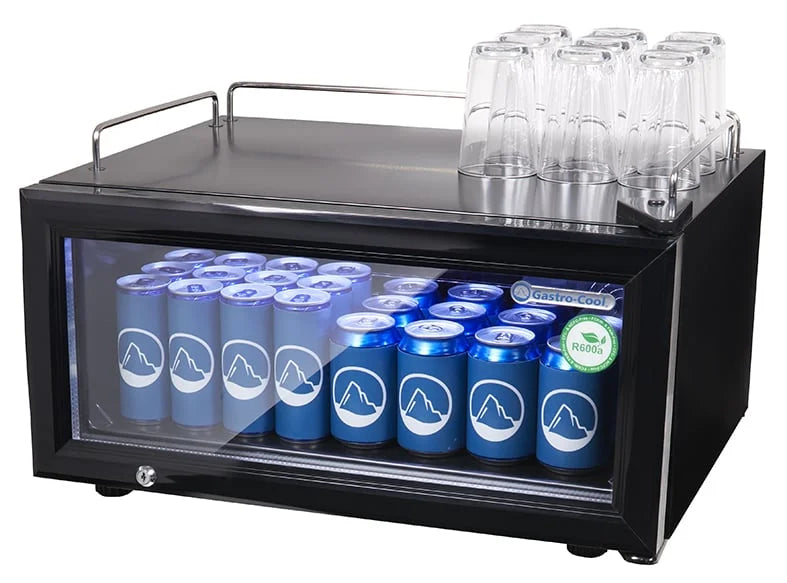 Gastro-Cool GD15 Glastürkühlschrank Theke 25 Liter schwarz/schwarz, LED