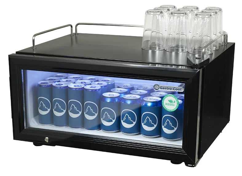Gastro-Cool GD15 Glastürkühlschrank Theke 25 Liter schwarz/weiß, LED
