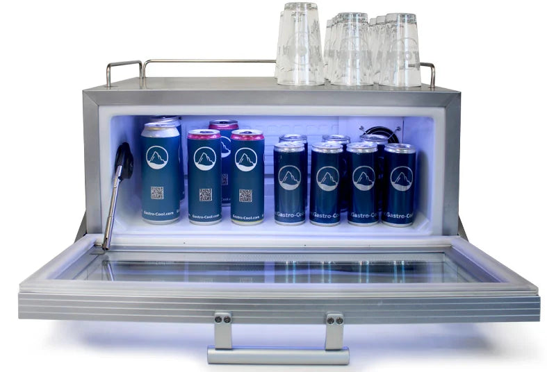 Gastro-Cool GD15 Glastürkühlschrank Theke 25 Liter silber/weiß, LED