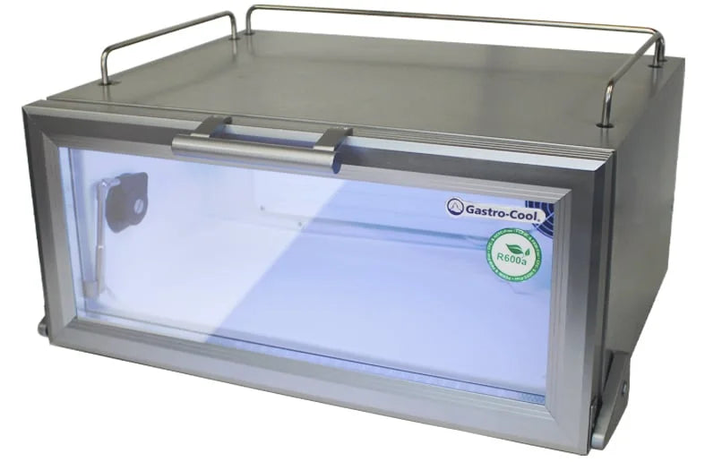 Gastro-Cool GD15 Glastürkühlschrank Theke 25 Liter silber/weiß, LED