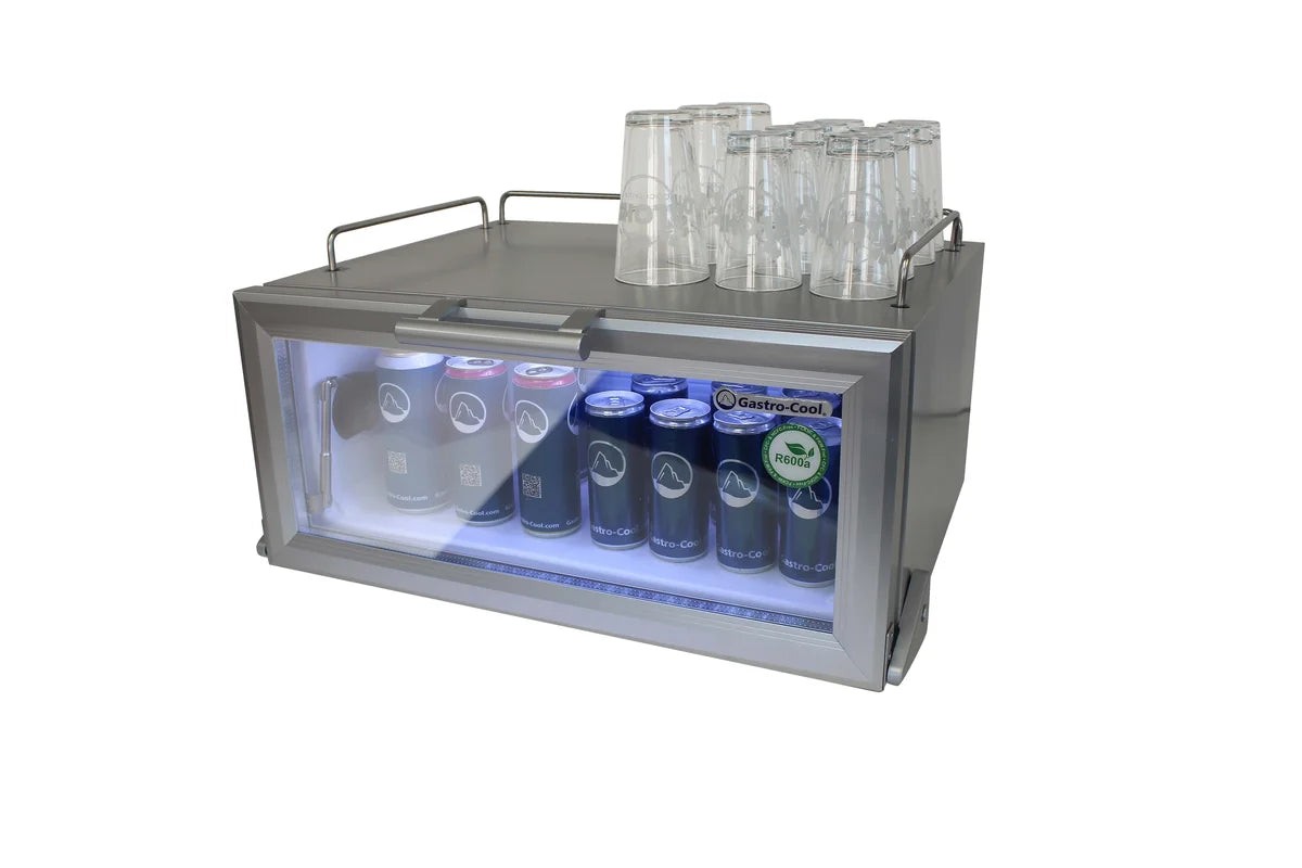 Gastro-Cool GD15 Glastürkühlschrank Theke 25 Liter silber/weiß, LED