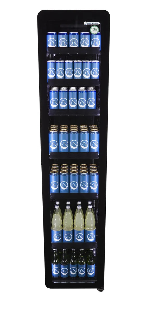 Gastro-Cool GD175 Getränkekühlschrank Retro Slim 212 Liter schwarz/schwarz, LED