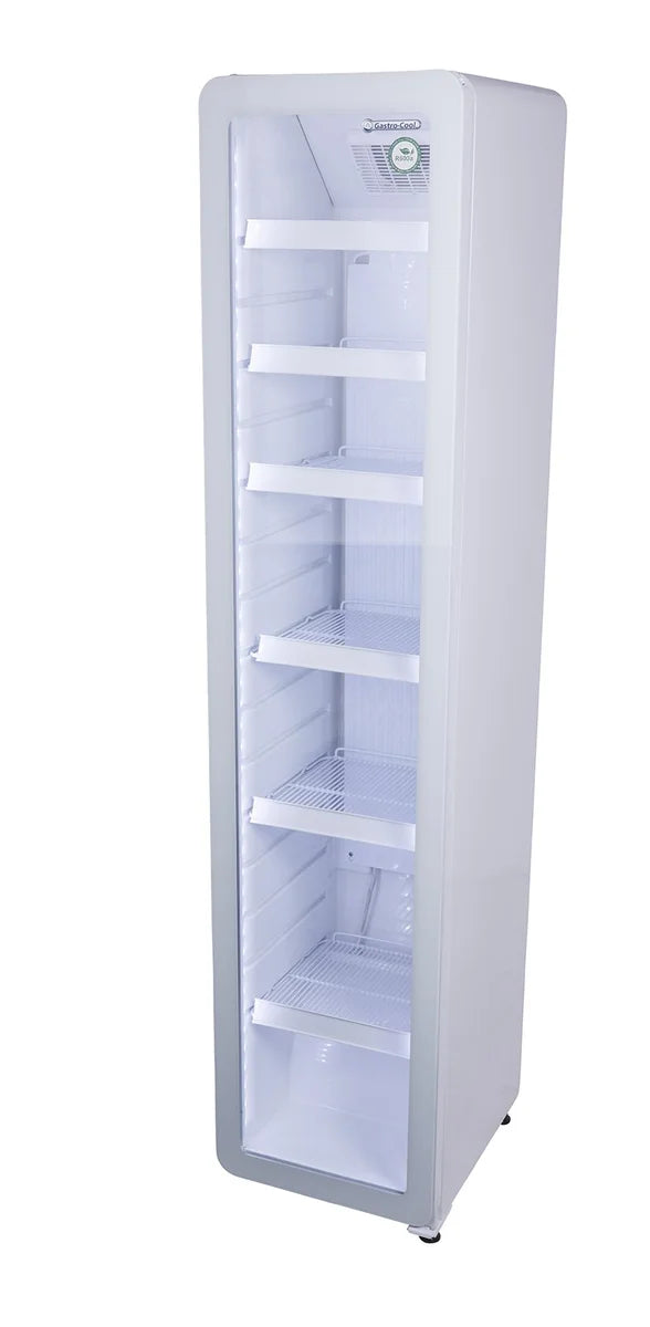 Gastro-Cool GD175 Getränkekühlschrank Retro Slim 212 Liter weiß/weiß, LED, Retro Design