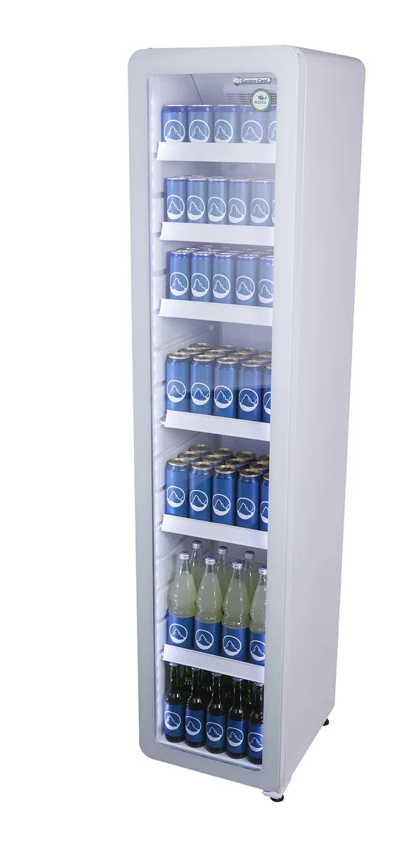 Gastro-Cool GD175 Getränkekühlschrank Retro Slim 212 Liter weiß/weiß, LED, Retro Design