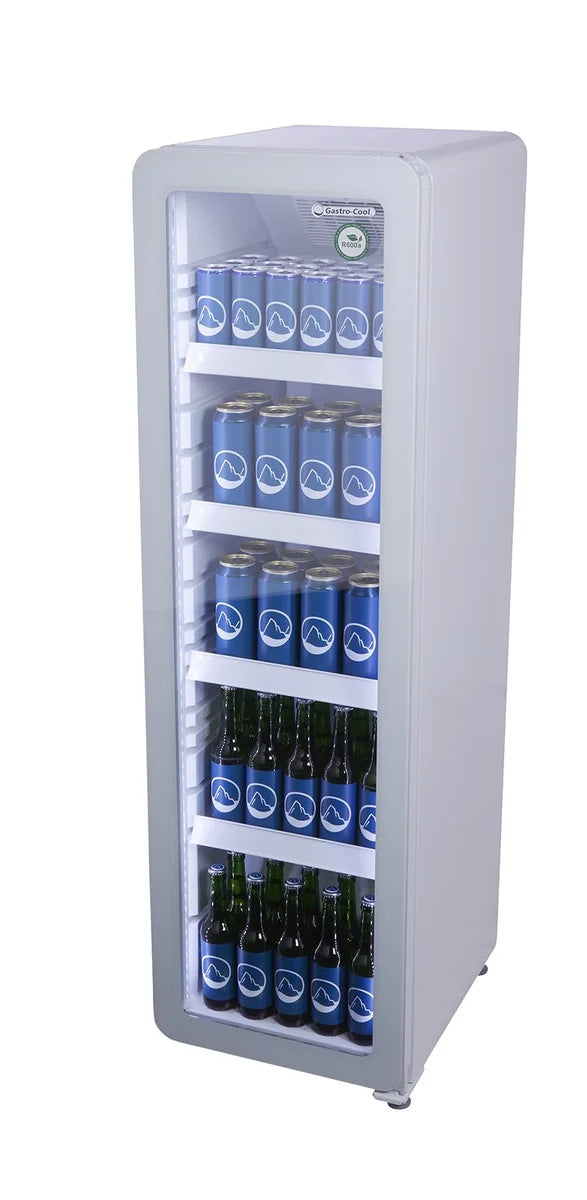 Gastro-Cool GD135 Getränkekühlschrank Retro Slim 135 Liter weiß/weiß, LED, Retro Design