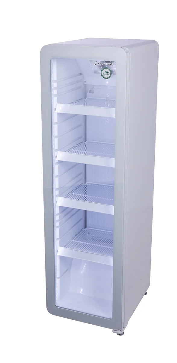 Gastro-Cool GD135 Getränkekühlschrank Retro Slim 135 Liter weiß/weiß, LED, Retro Design
