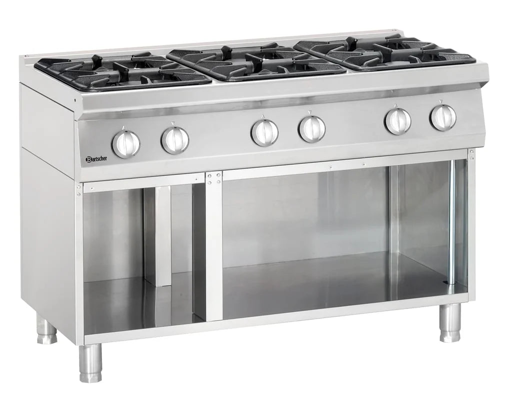 Bartscher Gasherd Serie 700 Classic mit offenem Unterbau, 6 Flammen - Standgerät
