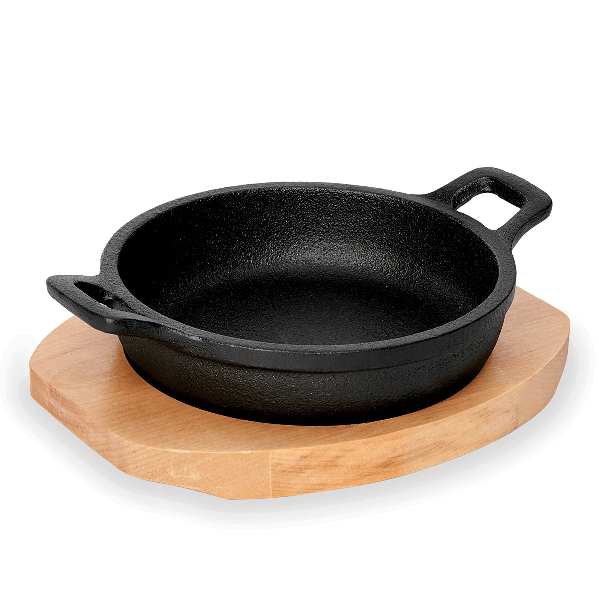 Servierpfanne Cast Iron 35, mit Holzuntersetzer, Ø 10 cm, Gusseisen/Holz