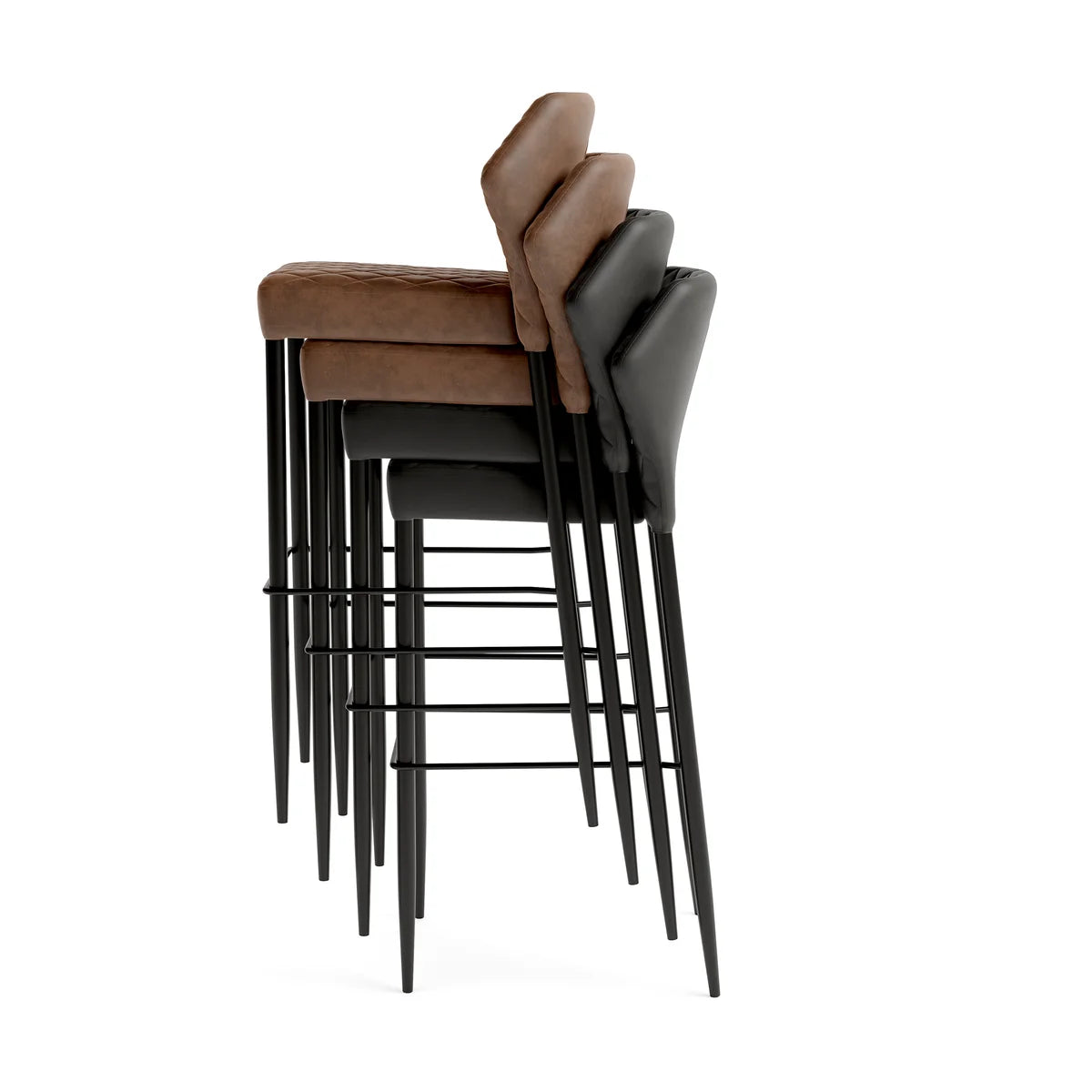 Feros Barhocker Louis, Cognac, Kunstleder gepolstert