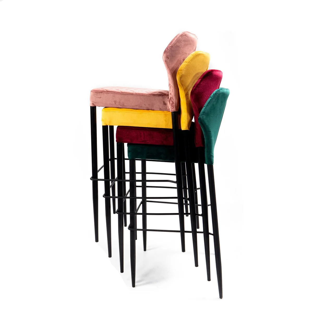 Feros Louis Barhocker Velours Gepolstert Grün, feuerhemmend, 500 x 470 x 1050 mm