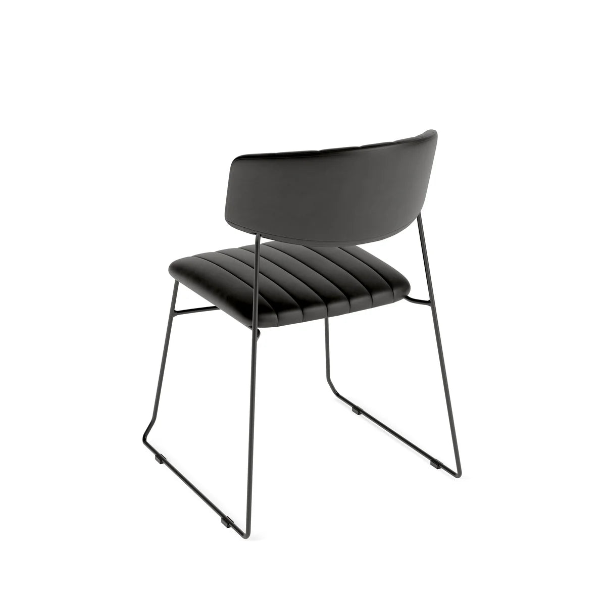 Feros Mundo Stapelstuhl Schwarz, Kunstleder gepolstert, feuerhemmend, 540 x 550 x 790 mm