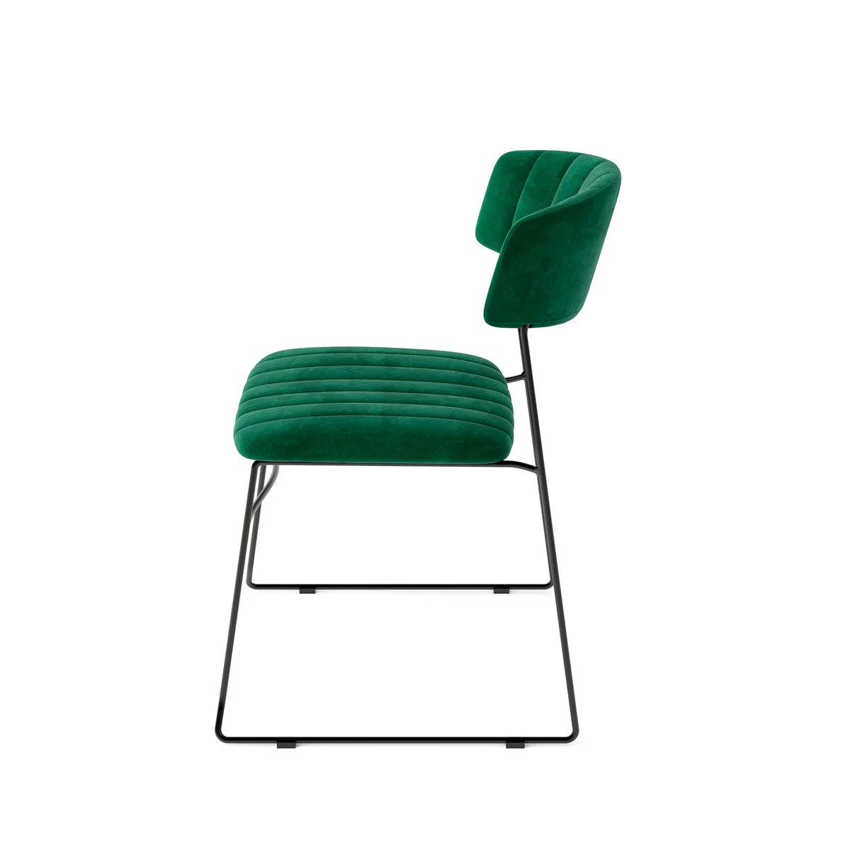 Feros Mundo Stapelstuhl Grün, Velours gepolstert, feuerhemmend, 540 x 550 x 790 mm