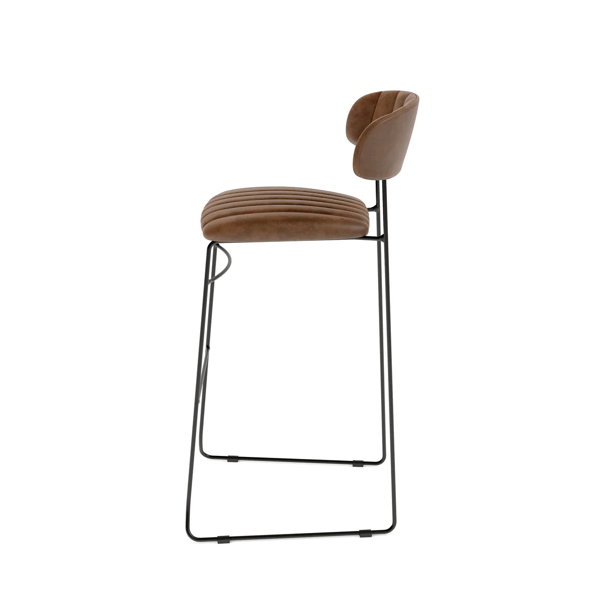 Feros Mundo Barhocker Cognac, Kunstleder gepolstert, feuerhemmend, 465 x 490 x 1050 mm