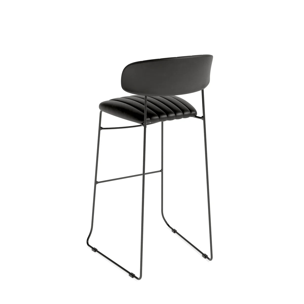 Feros Mundo Barhocker Schwarz, Kunstleder gepolstert, feuerhemmend, 465 x 490 x 1050 mm
