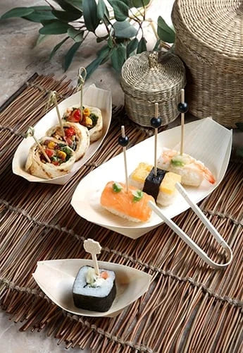 Papstar  Pure  Fingerfood-Schalen M - Schiffchen; Holz - 50 Stk