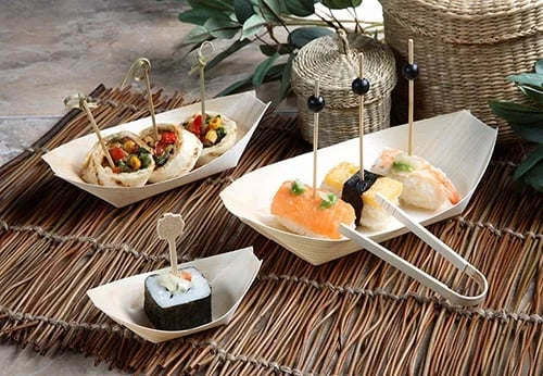 Papstar  Pure  Fingerfood-Schalen M - Schiffchen; Holz - 50 Stk
