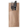 Papstar Bestecktasche Stripes - natur inkl. weißer Serviette