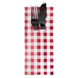 Papstar Bestecktasche 5 cm rot Vichy Karo