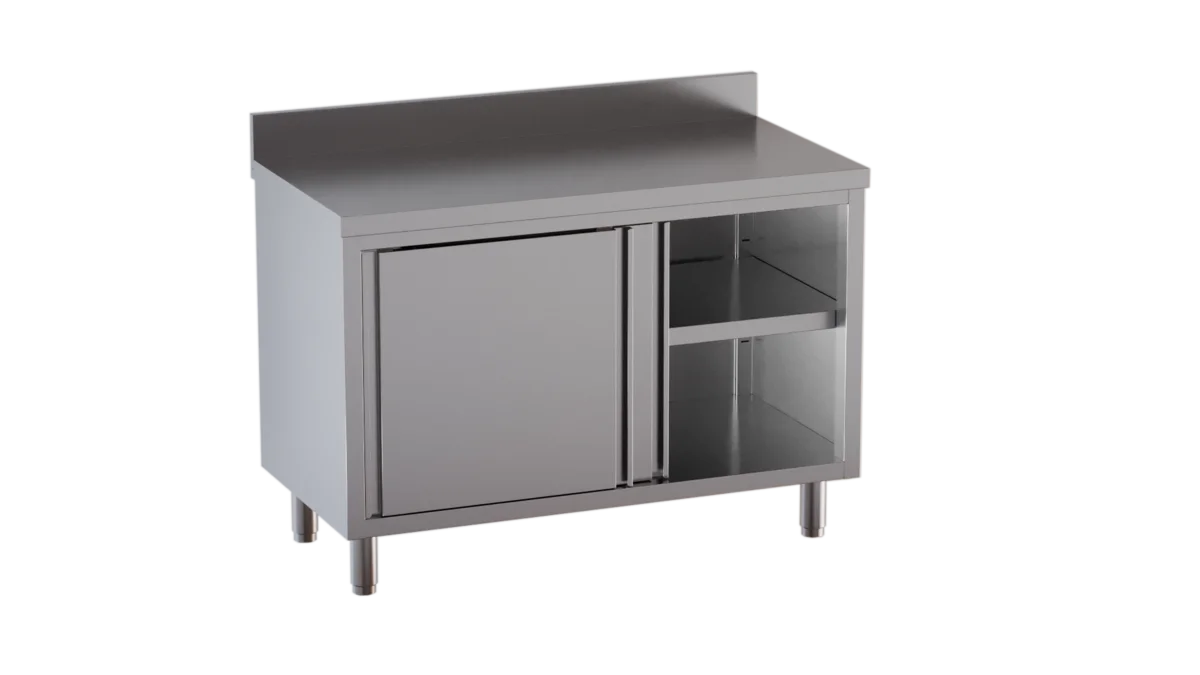 Edelstahl Arbeitsschrank ECO 14x6 mit Aufkantung