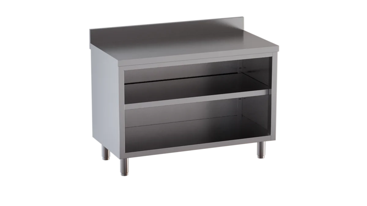 Edelstahl-Arbeitsschrank ECO 10x6 offen mit Aufkantung