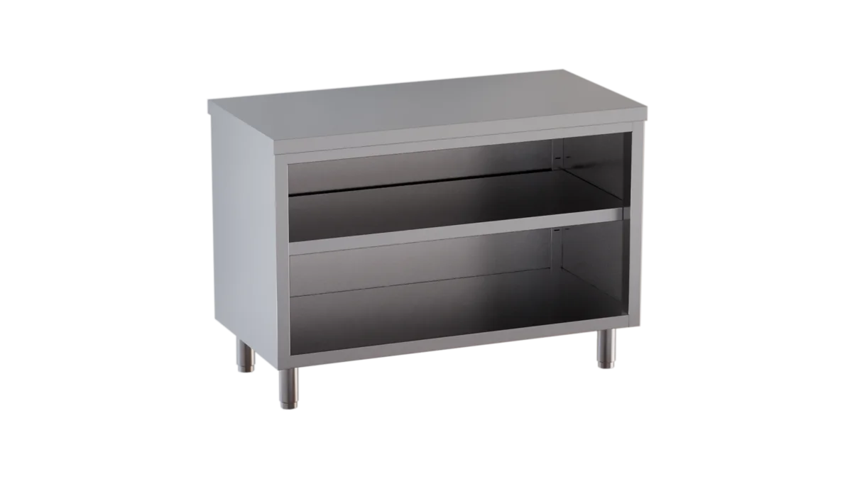 Edelstahl-Arbeitsschrank ECO 14x7 offen ohne Aufkantung