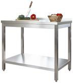 Edelstahl Arbeitstisch Profi 1500 x 700 mm - mit Grundboden und Aufkantung