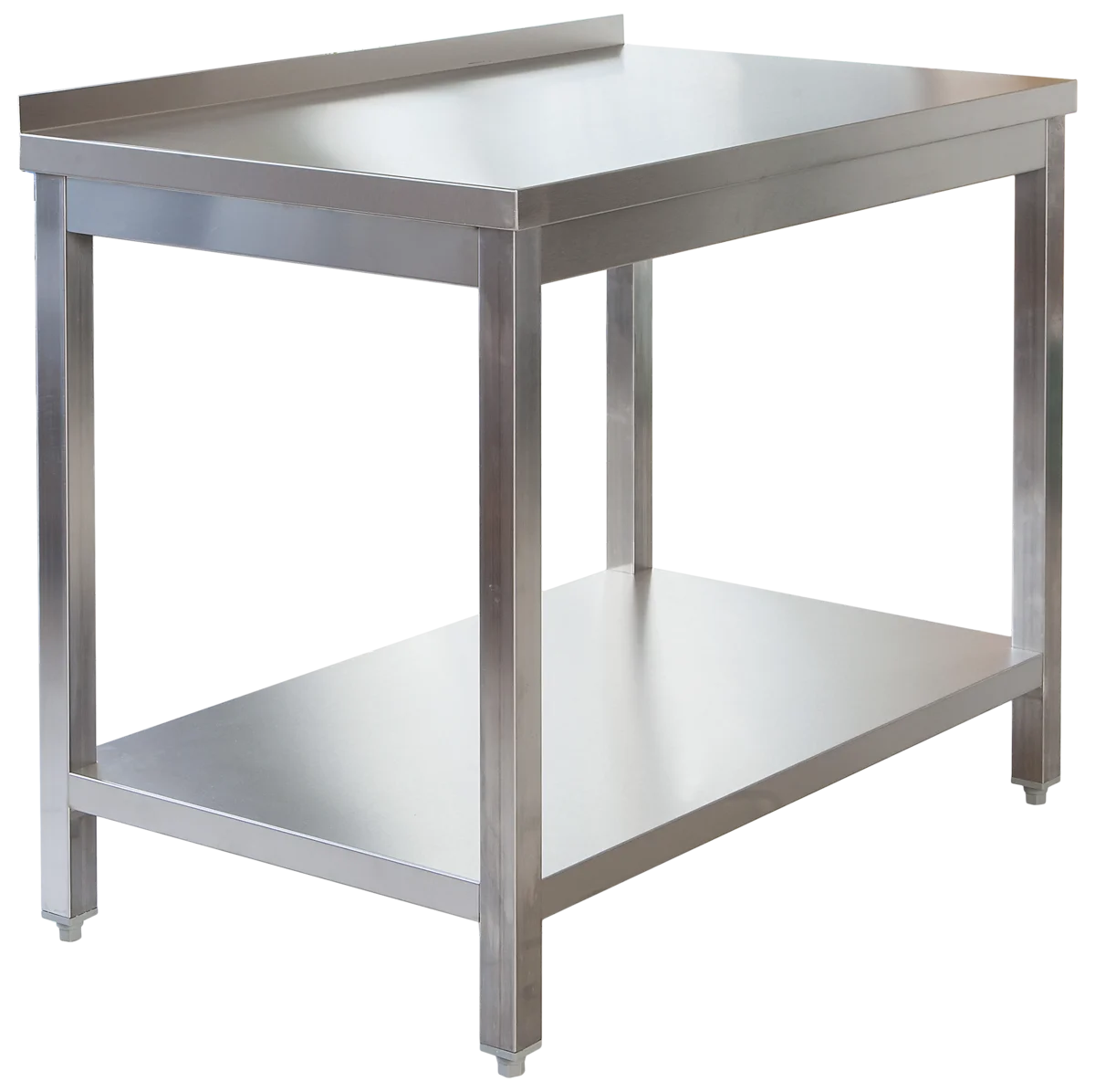 Edelstahl Arbeitstisch Profi 1500 x 700 mm - mit Grundboden und Aufkantung