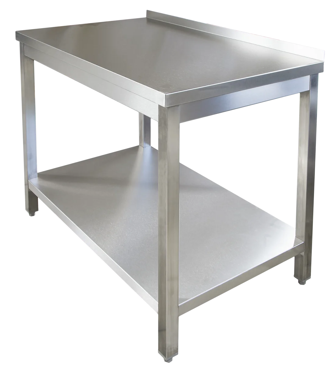 Edelstahl Arbeitstisch Profi 1500 x 700 mm - mit Grundboden und Aufkantung