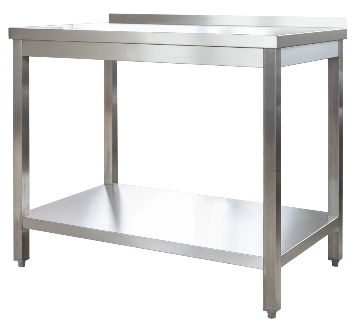 Edelstahl Arbeitstisch Profi 1600 x 600 mm - mit Grundboden und Aufkantung