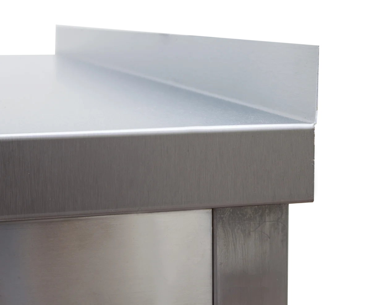 Edelstahl Arbeitstisch Profi 1600 x 600 mm - mit Grundboden und Aufkantung