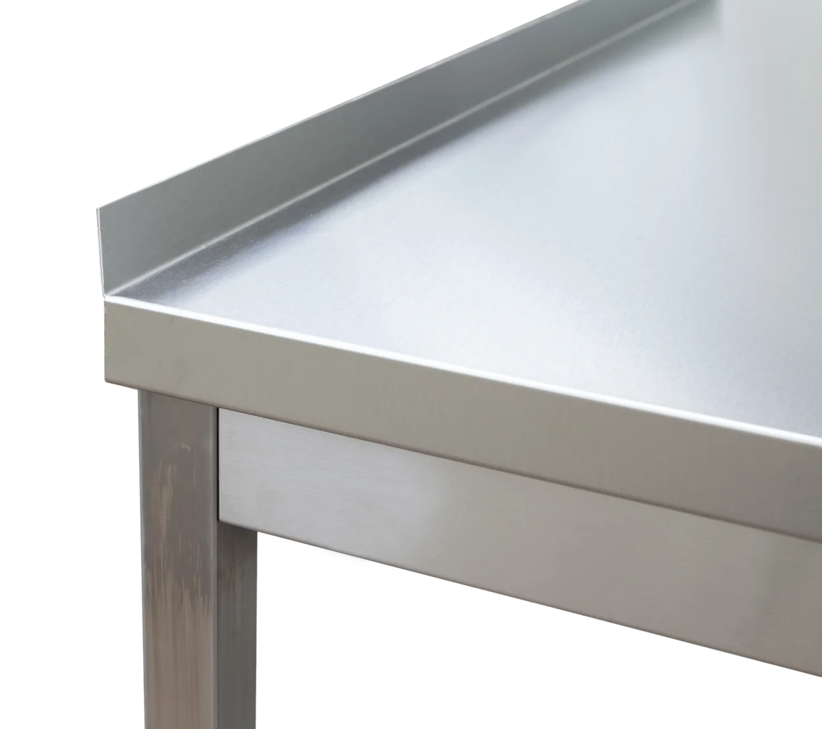 Edelstahl Arbeitstisch Profi 1600 x 600 mm - mit Grundboden und Aufkantung