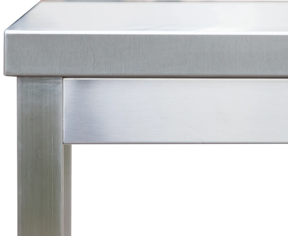 Edelstahl Arbeitstisch Profi 1600 x 600 mm - mit Grundboden und Aufkantung