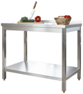 Edelstahl Arbeitstisch Profi 1800 x 600 mm - mit Grundboden und Aufkantung