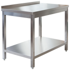 Edelstahl Arbeitstisch Profi 1800 x 600 mm - mit Grundboden und Aufkantung