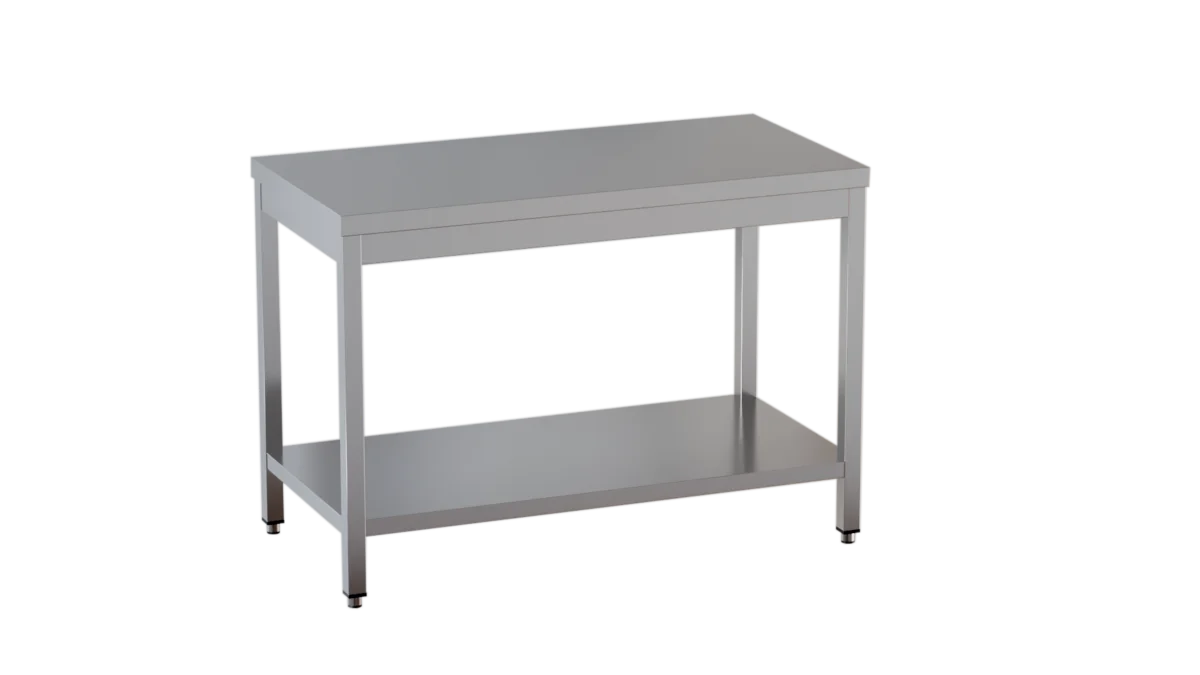 Edelstahl Arbeitstisch Eco 10x7 mit Grundboden