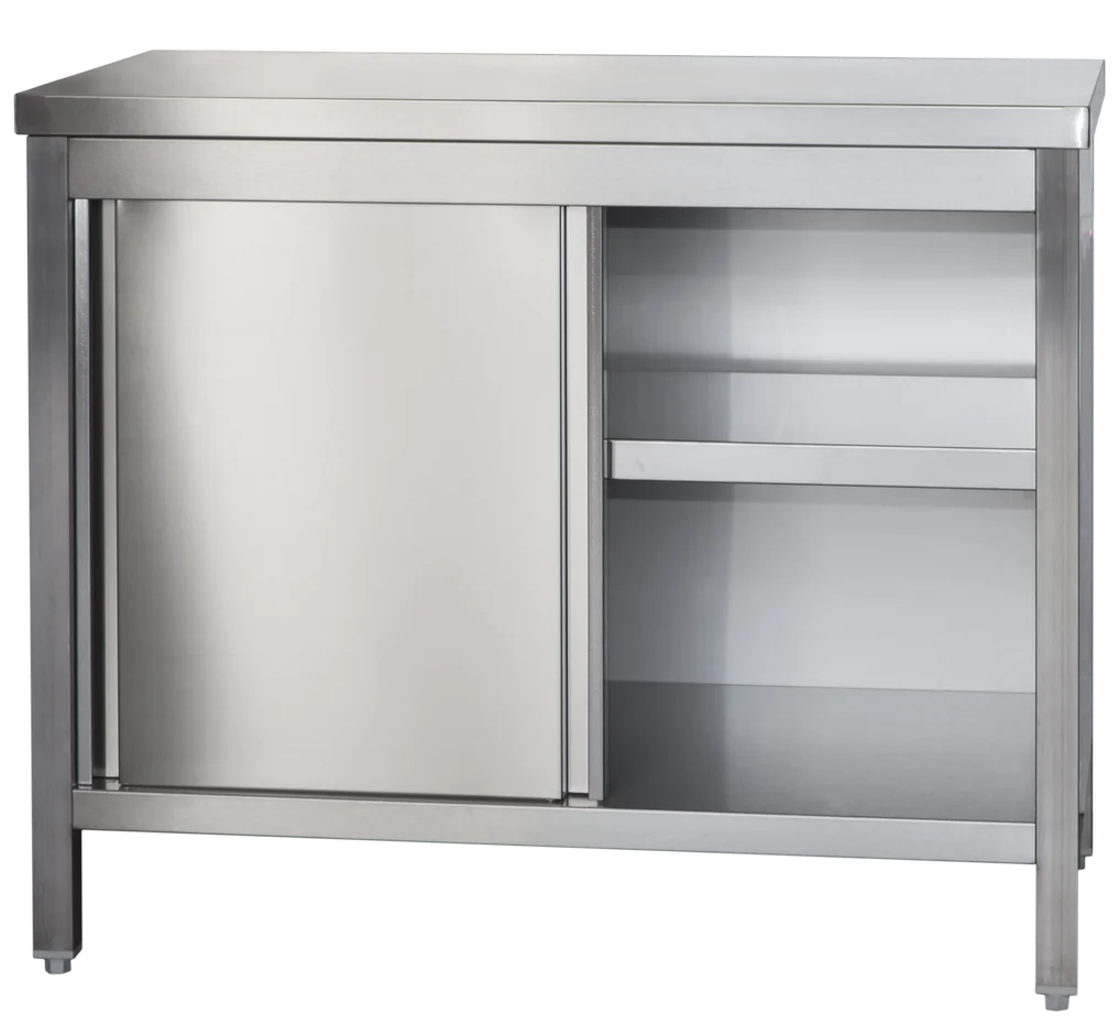 Edelstahl Arbeitsschrank Profi mit Schiebetüren - 2000 x 600 mm