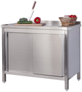 Edelstahl Arbeitsschrank Profi mit Schiebetüren und Aufkantung- 1500 x 600 mm
